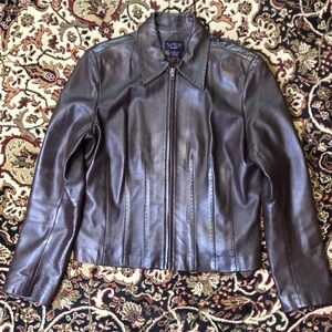 Vakko Women's Rich Brown Leather Jacket